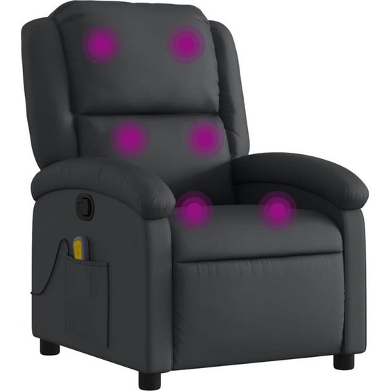 vidaXL Fauteuil de massage Fauteuil de relaxation Cuir véritable Noir