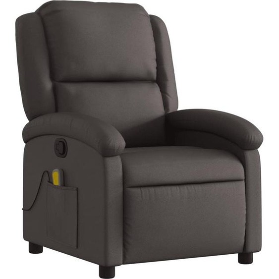 vidaXL Fauteuil de massage Fauteuil de relaxation Marron foncé Cuir véritable