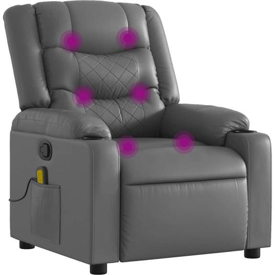 vidaXL Fauteuil de massage Fauteuil relax Gris Similicuir