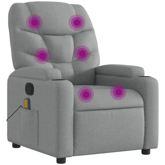 vidaXL Fauteuil de massage gris clair Tissu