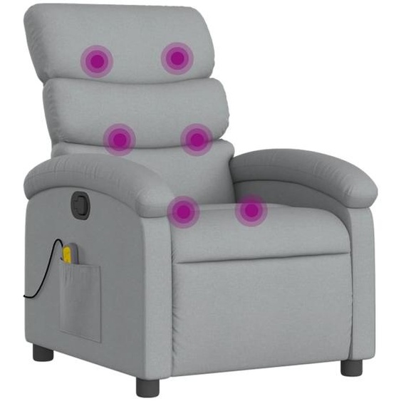 vidaXL Fauteuil de massage gris clair Tissu