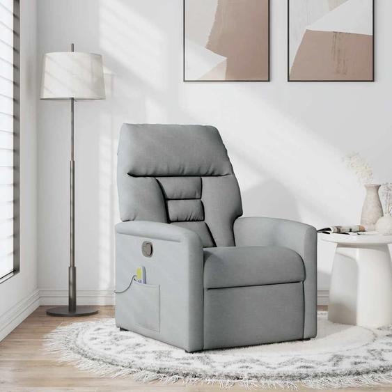 vidaXL Fauteuil de massage gris clair Tissu