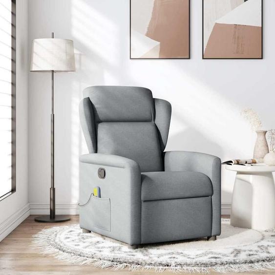 vidaXL Fauteuil de massage gris clair Tissu