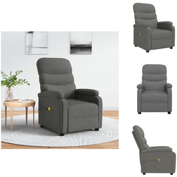 vidaXL Fauteuil de massage gris foncé Tissu - Fauteuil de massage