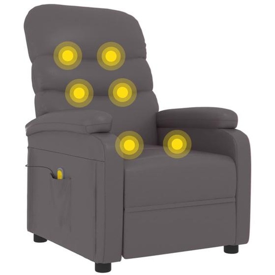 vidaXL Fauteuil de massage Gris Similicuir