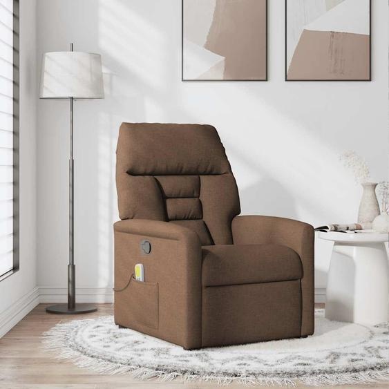 vidaXL Fauteuil de massage Marron Tissu