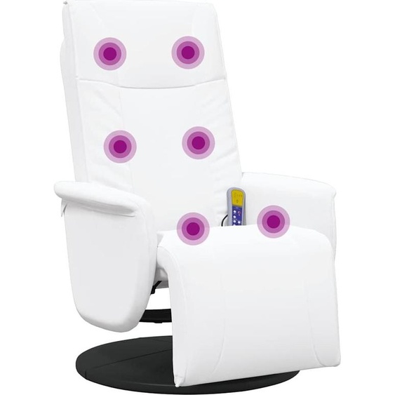 vidaXL Fauteuil de massage pivotant blanc 71 x 90 x 105 cm Simili cuir