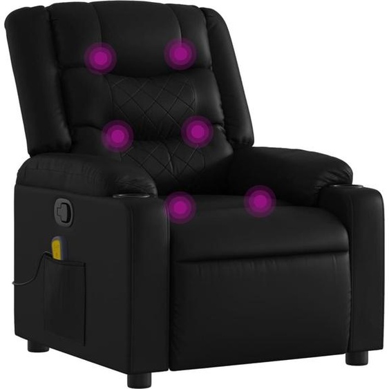 vidaXL Fauteuil de massage relaxant, similicuir, noir