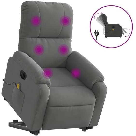 vidaXL Fauteuil de massage Releveur électrique Gris foncé