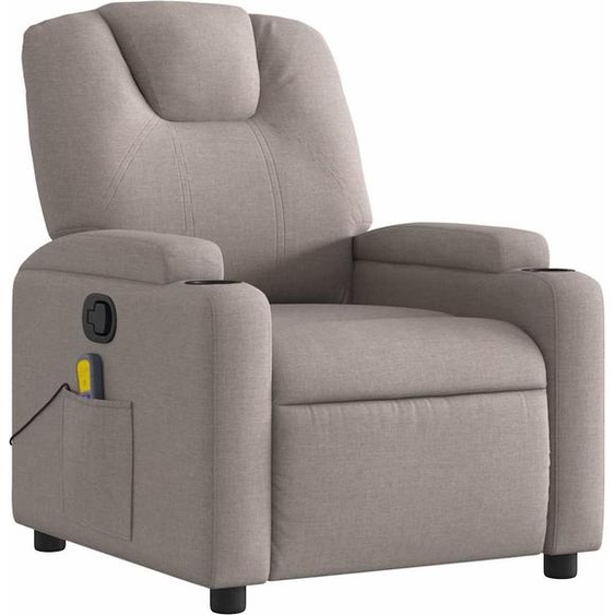 vidaXL Fauteuil de massage Taupe Tissu