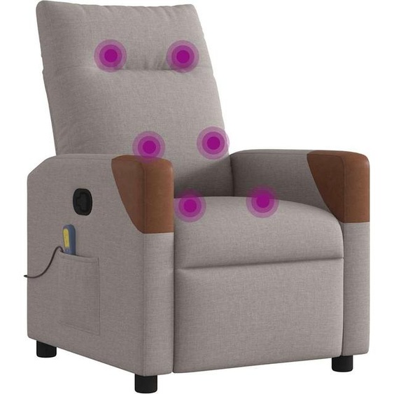 vidaXL Fauteuil de massage Taupe Tissu