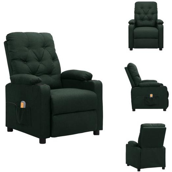 vidaXL Fauteuil de massage vert foncé Tissu - Fauteuil de massage