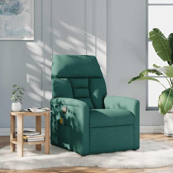 vidaXL Fauteuil de massage vert foncé Tissu