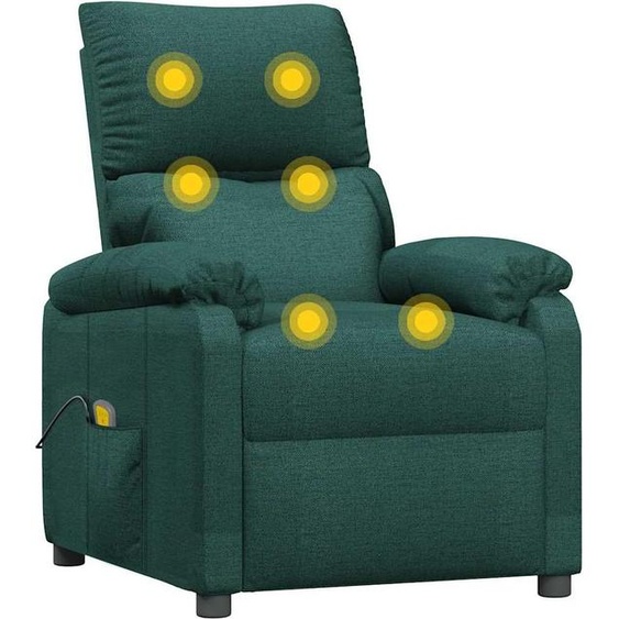 vidaXL Fauteuil de massage vert foncé Tissu