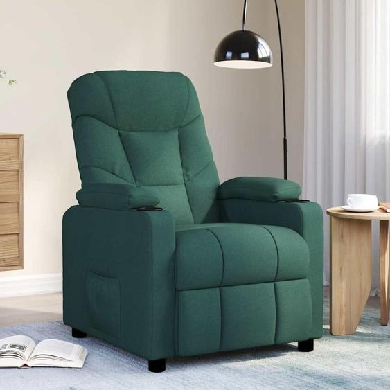 vidaXL Fauteuil de massage vert foncé Tissu