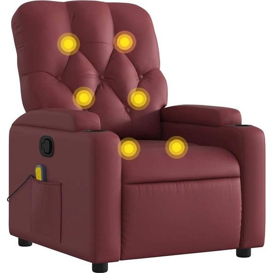 vidaXL Fauteuil de massage vin rouge similicuir