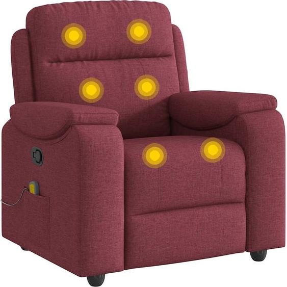 vidaXL Fauteuil de massage vin rouge tissu