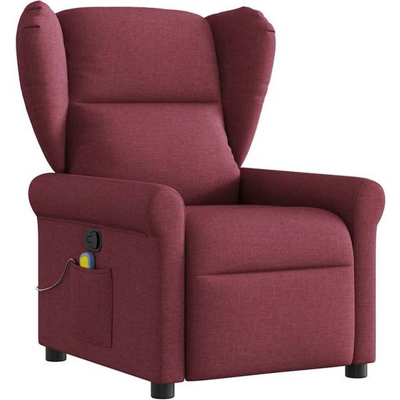 vidaXL Fauteuil de massage vin rouge tissu
