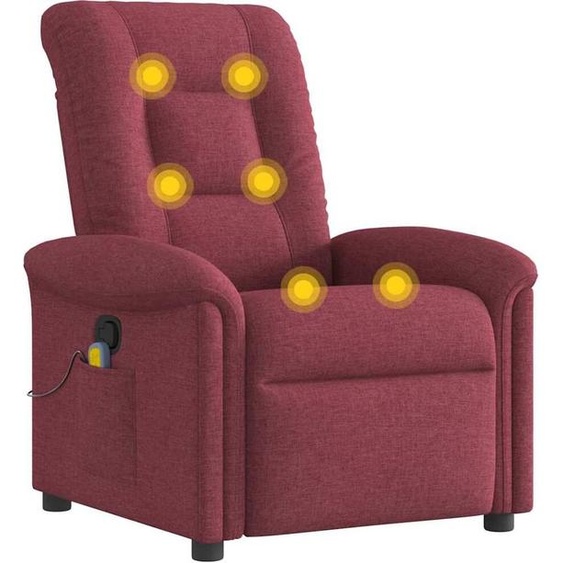 vidaXL Fauteuil de massage vin rouge tissu