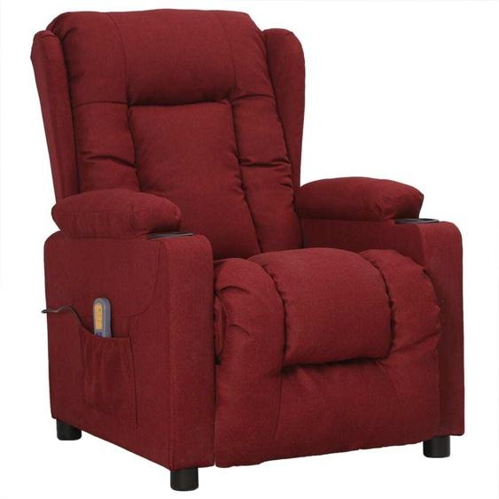 vidaXL Fauteuil de massage vin rouge tissu
