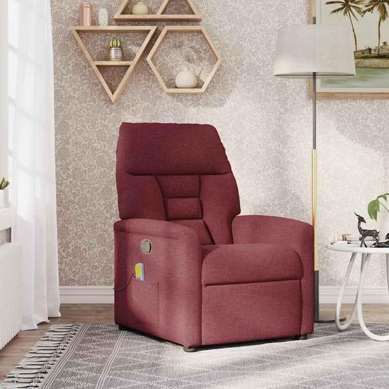 vidaXL Fauteuil de massage vin rouge tissu