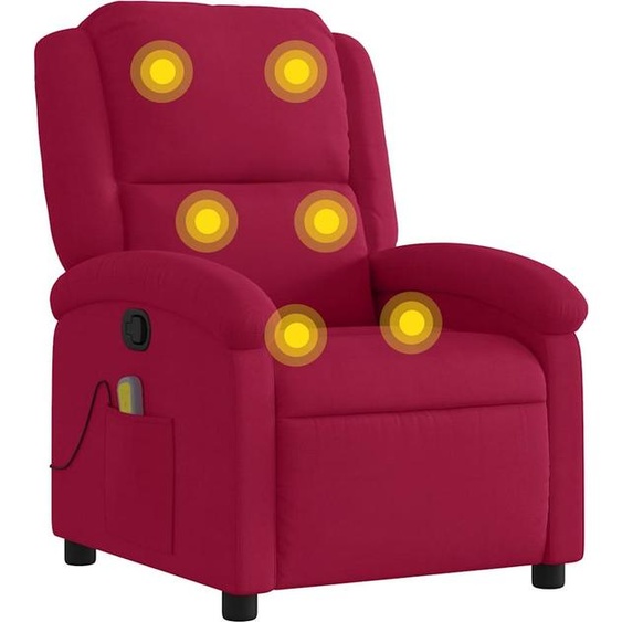 vidaXL Fauteuil de massage vin rouge velours