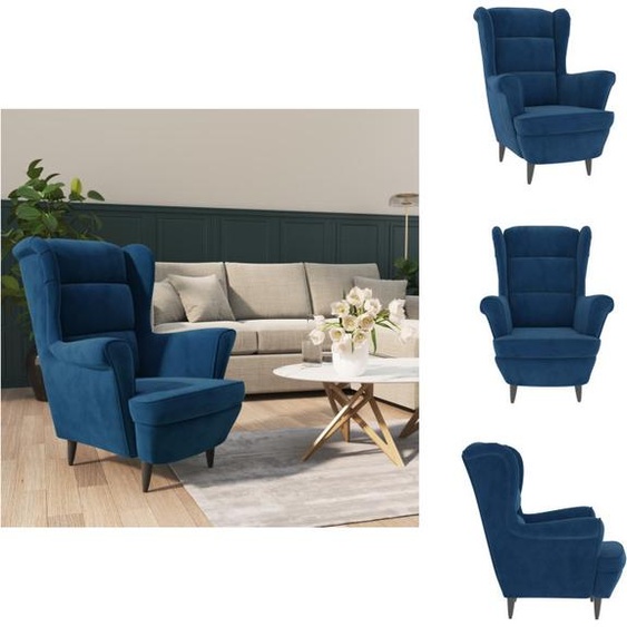 vidaXL Fauteuil en velours bleu - Fauteuil