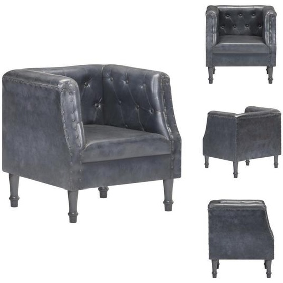 vidaXL Fauteuil Gris Cuir véritable - Fauteuil