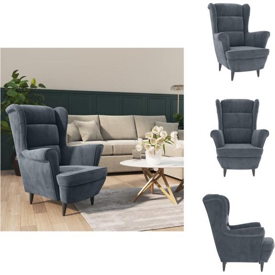 vidaXL Fauteuil gris foncé velours - fauteuil