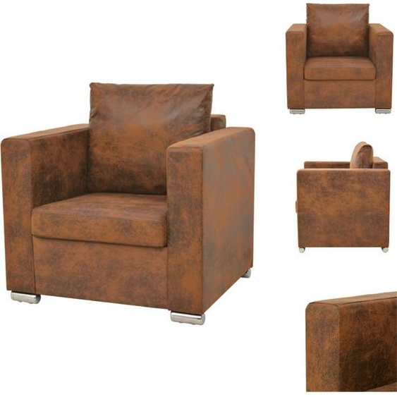 vidaXL Fauteuil marron aspect daim - fauteuil