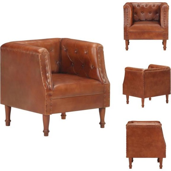 vidaXL Fauteuil Marron Cuir véritable - Fauteuil