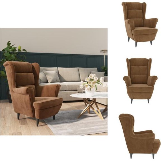 vidaXL Fauteuil Marron Velours - Fauteuil