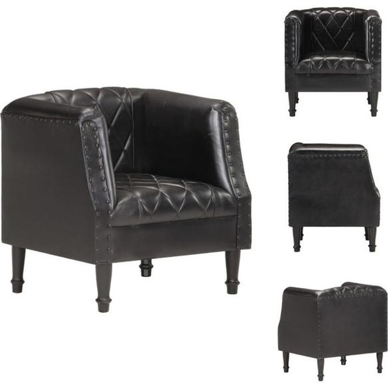 vidaXL Fauteuil Noir Véritable cuir de chèvre - Fauteuil