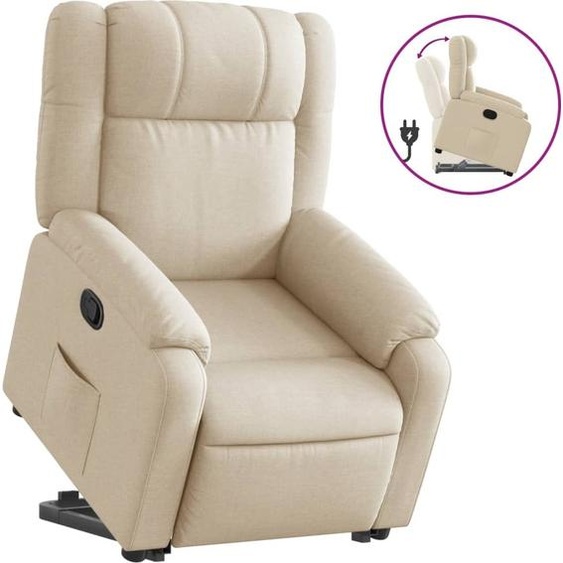 vidaXL Fauteuil relax avec releveur Crème Tissu