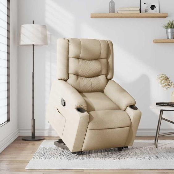 vidaXL Fauteuil relax avec releveur Crème Tissu