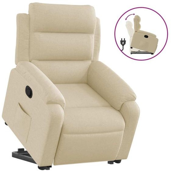 vidaXL Fauteuil relax avec releveur Crème Tissu