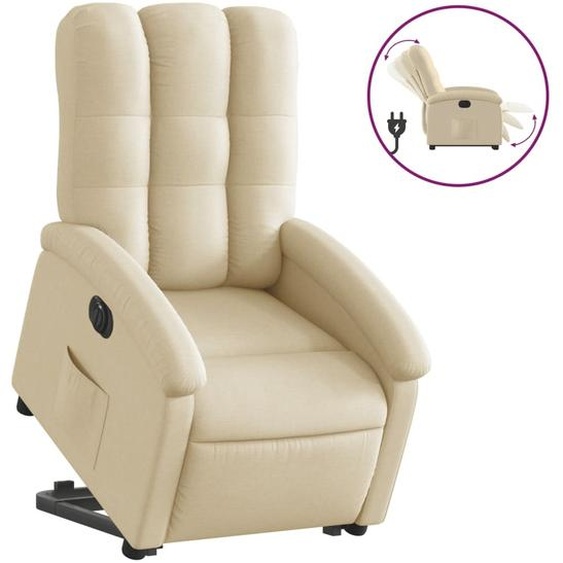 vidaXL Fauteuil relax avec releveur électrique Crème Tissu