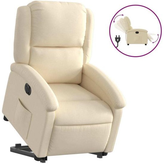 vidaXL Fauteuil relax avec releveur électrique Crème Tissu