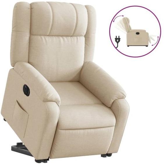 vidaXL Fauteuil relax avec releveur électrique Crème Tissu