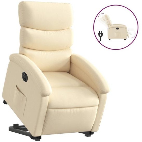 vidaXL Fauteuil relax avec releveur électrique Crème Tissu