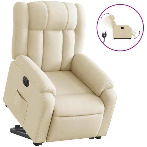 vidaXL Fauteuil relax avec releveur électrique Crème Tissu