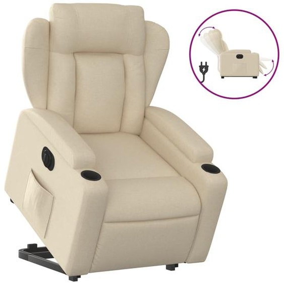 vidaXL Fauteuil relax avec releveur électrique Crème Tissu