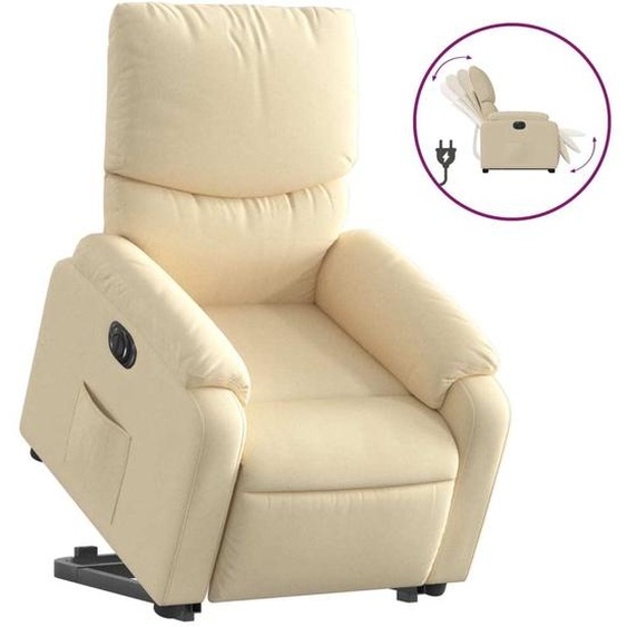 vidaXL Fauteuil relax avec releveur électrique Crème Tissu