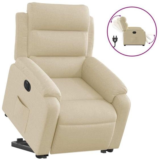 vidaXL Fauteuil relax avec releveur électrique Crème Tissu