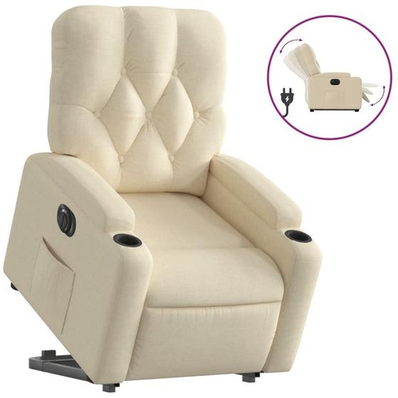 vidaXL Fauteuil relax avec releveur électrique Crème Tissu