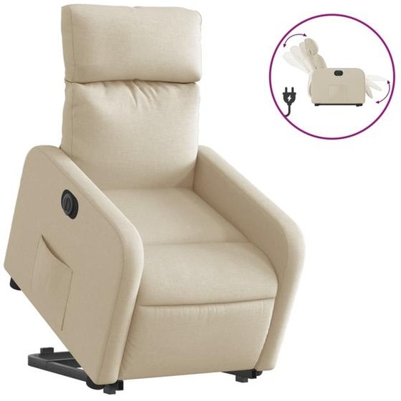 vidaXL Fauteuil relax avec releveur électrique Crème Tissu
