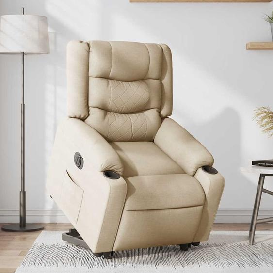 vidaXL Fauteuil relax avec releveur électrique Crème Tissu