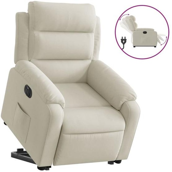 vidaXL Fauteuil relax avec releveur électrique Crème Velours