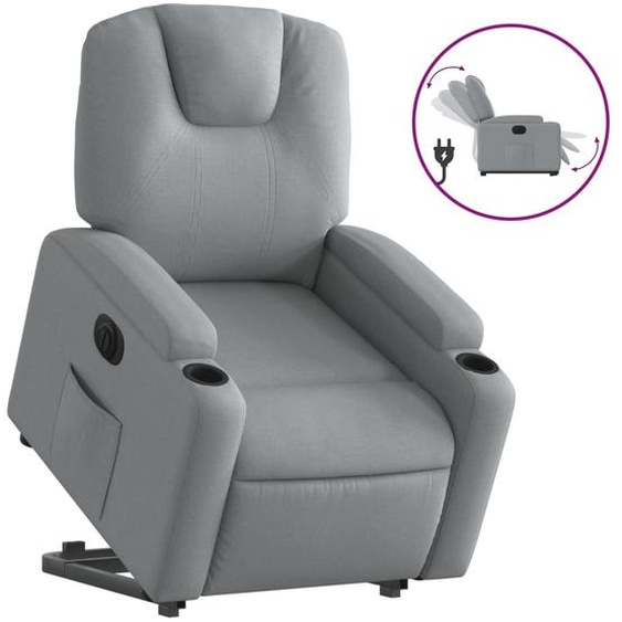 vidaXL Fauteuil relax avec releveur électrique Gris clair Tissu