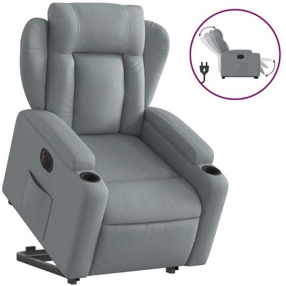 vidaXL Fauteuil relax avec releveur électrique Gris clair Tissu